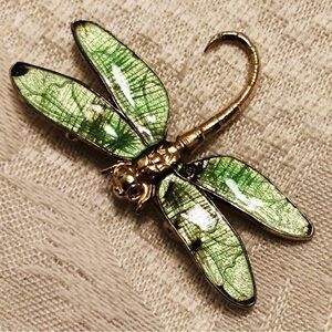 Vintage Green Dragonfly Brooch